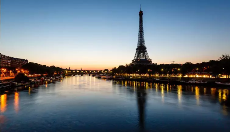 Seine Paris EIffel tower by night
