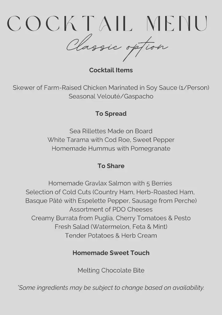 Dinner / Lunch COCKTAIL MENU 