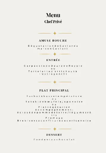 Dinner on board with a private chef